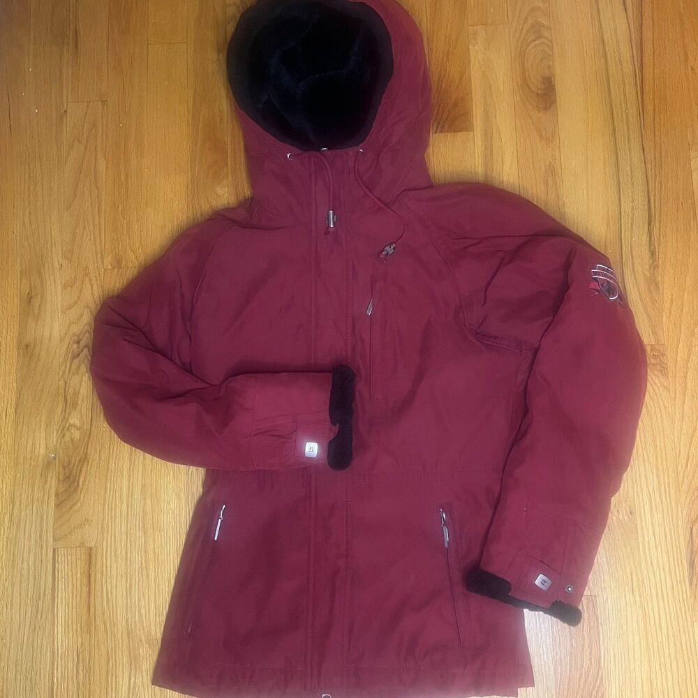 VTG Couloir Metropolis Resort Dark Red Hooded Insulated Winter Snow Jacket